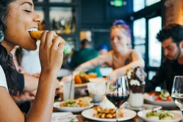 people eating at a restaurant